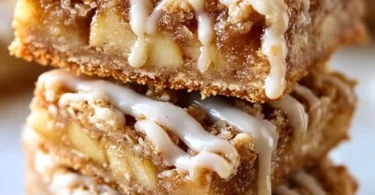 Homemade apple bars with a golden crust and apple filling