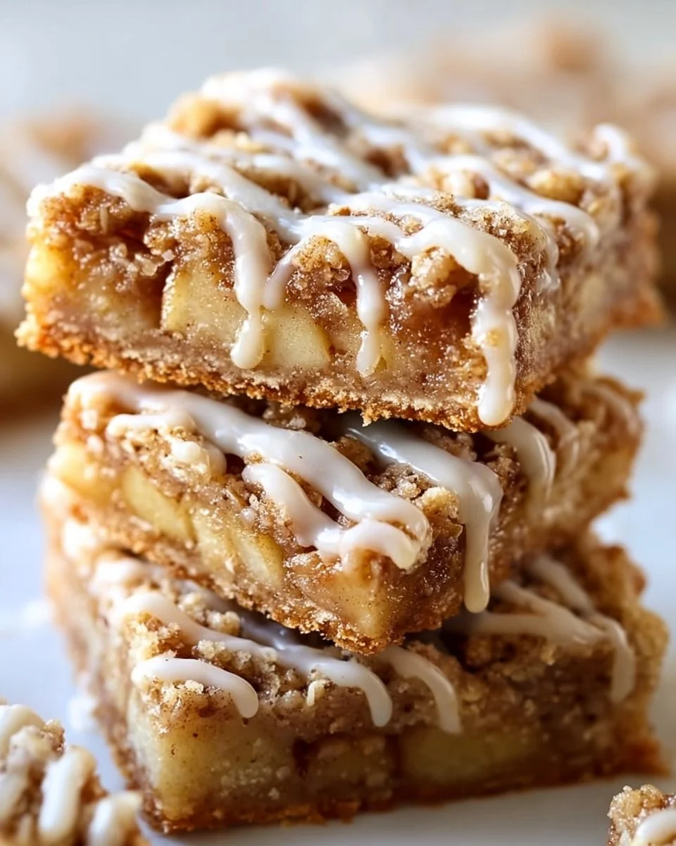 Homemade apple bars with a golden crust and apple filling