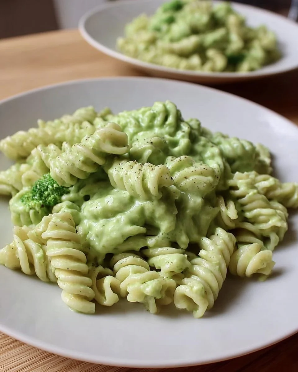 Delicious Avocado Broccoli Pasta served in a bowl with fresh ingredients