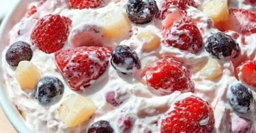 Delicious slice of berry cheesecake topped with fresh berries