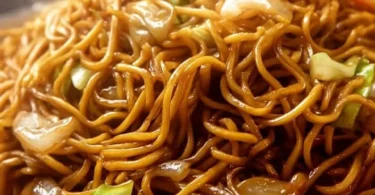 Homemade Panda Express Chow Mein copycat recipe with vibrant vegetables and noodles.