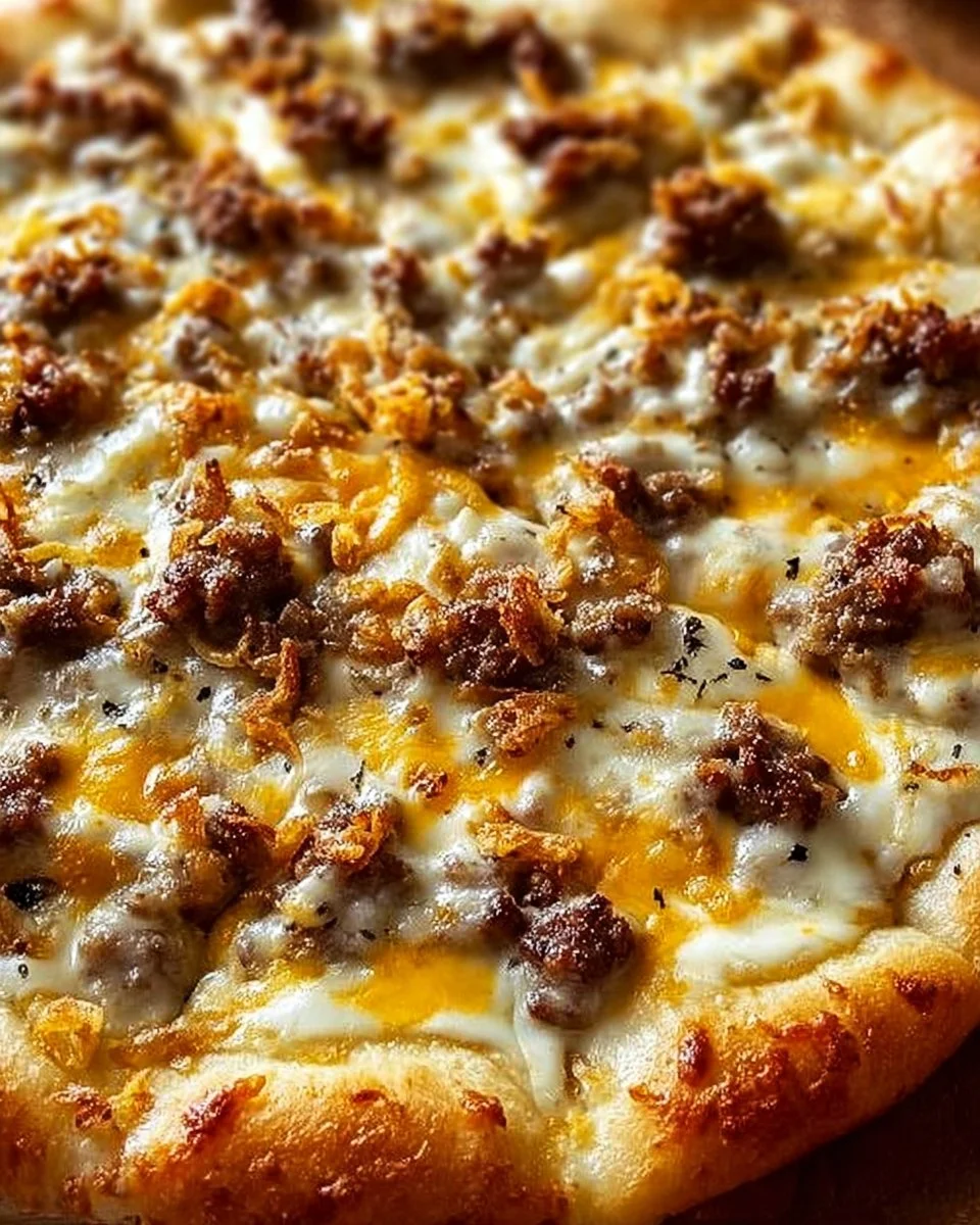 Delicious Biscuits and Sausage Gravy Breakfast Pizza served hot