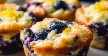 Blueberry and lemon zest cottage cheese bites on a plate