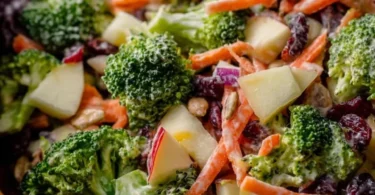 Colorful Broccoli Crunch Salad with fresh vegetables and a tangy dressing