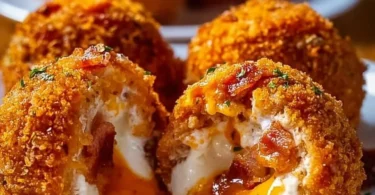 Buffalo Chicken Bombs with bacon and mozzarella ready to serve