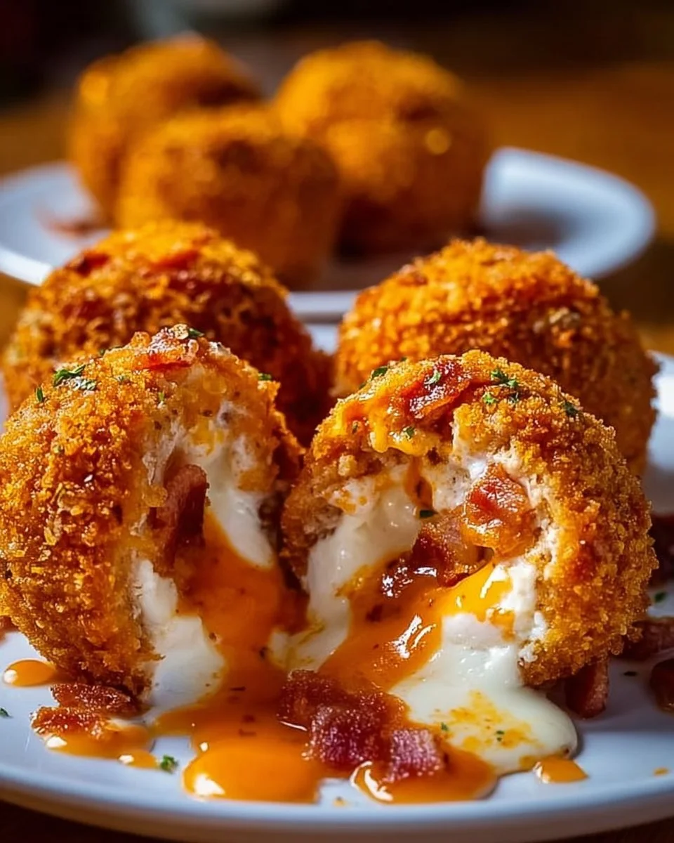 Buffalo Chicken Bombs with bacon and mozzarella ready to serve