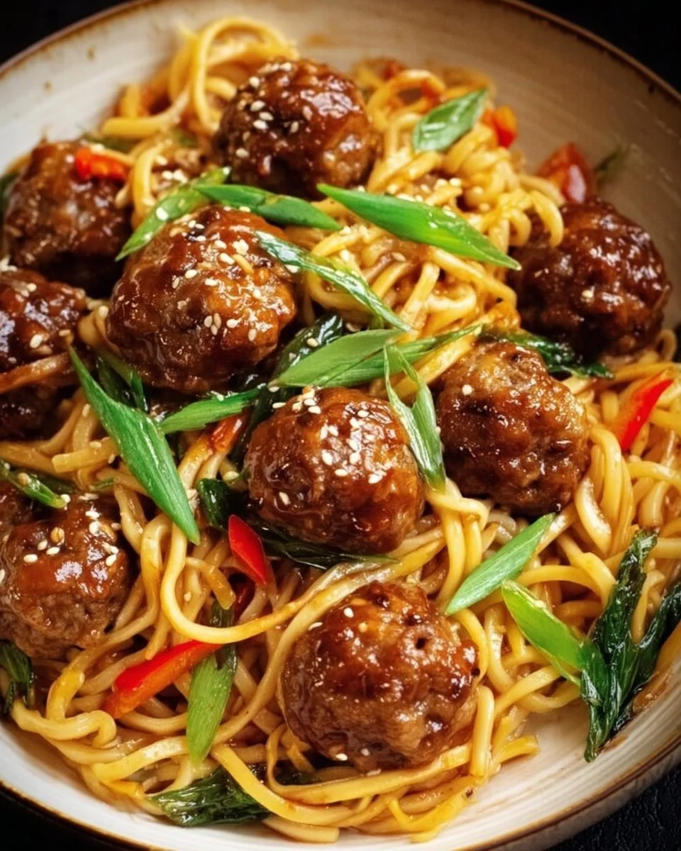 Chinese Meatballs & Hoisin Noodles Recipe