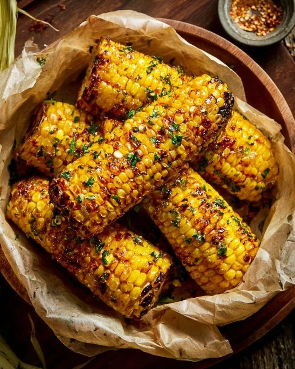 Delicious Cowboy Butter Roasted Corn served on a plate