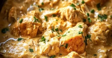 Creamy and delicious Crockpot Million Dollar Chicken in a serving dish
