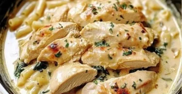 Crockpot Olive Garden Chicken dish ready to serve