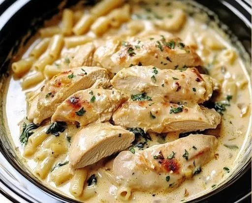 Crockpot Olive Garden Chicken dish ready to serve