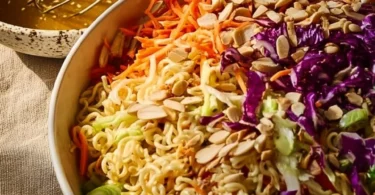 Crunchy Ramen Noodle Salad with fresh vegetables and dressing