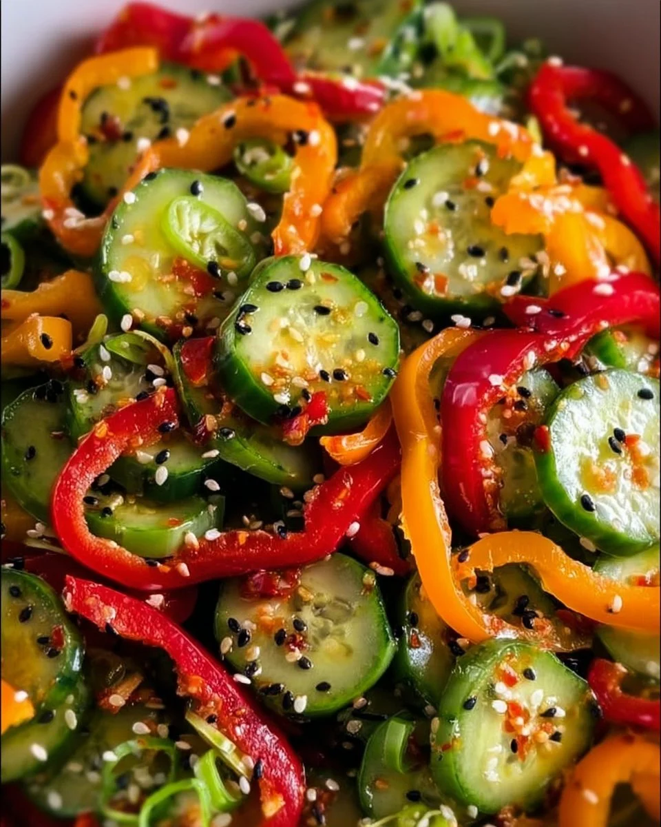 Refreshing Cucumber Sweet Pepper Salad with vibrant colors and fresh ingredients