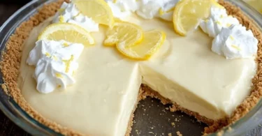 Easy lemon cream pie topped with whipped cream and lemon zest