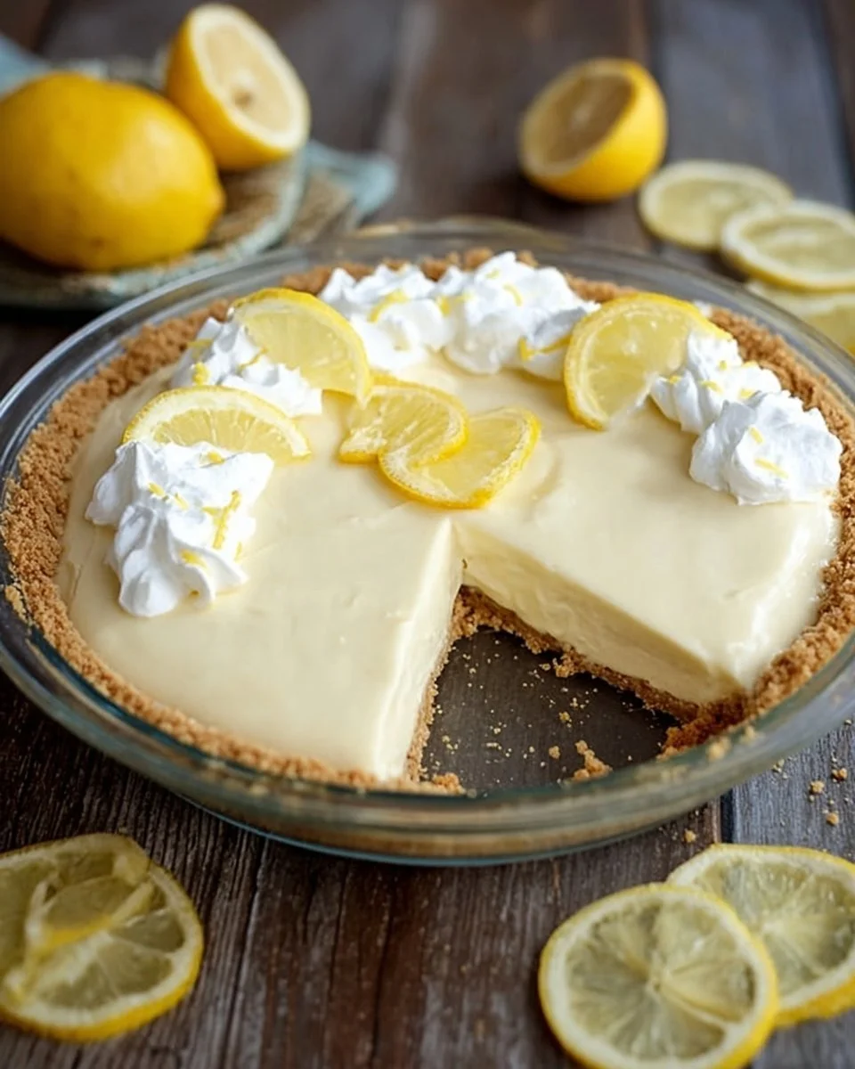Easy lemon cream pie topped with whipped cream and lemon zest