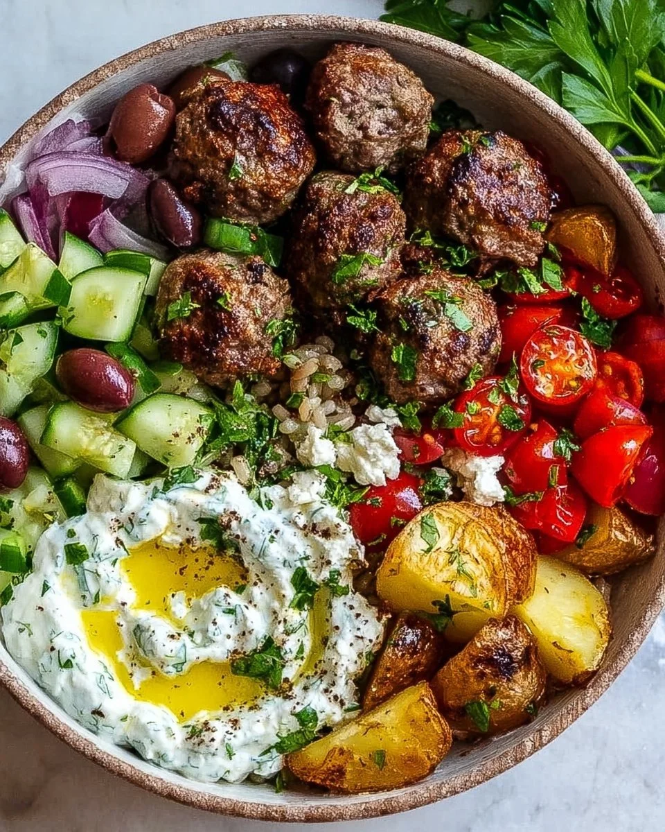 Greek Meatball Bowl