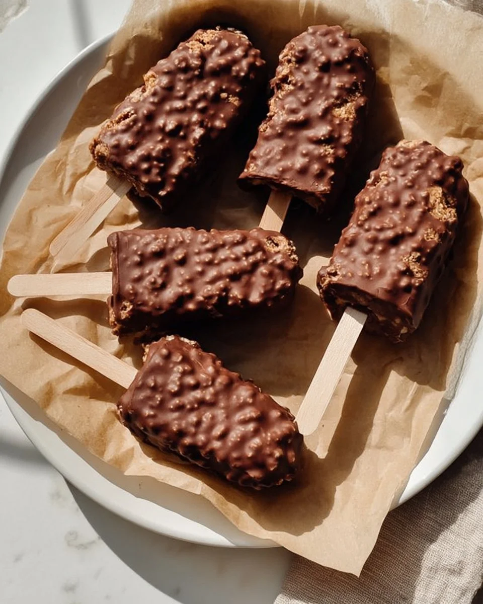 Healthy peanut butter yogurt crunch bars on a wooden plate