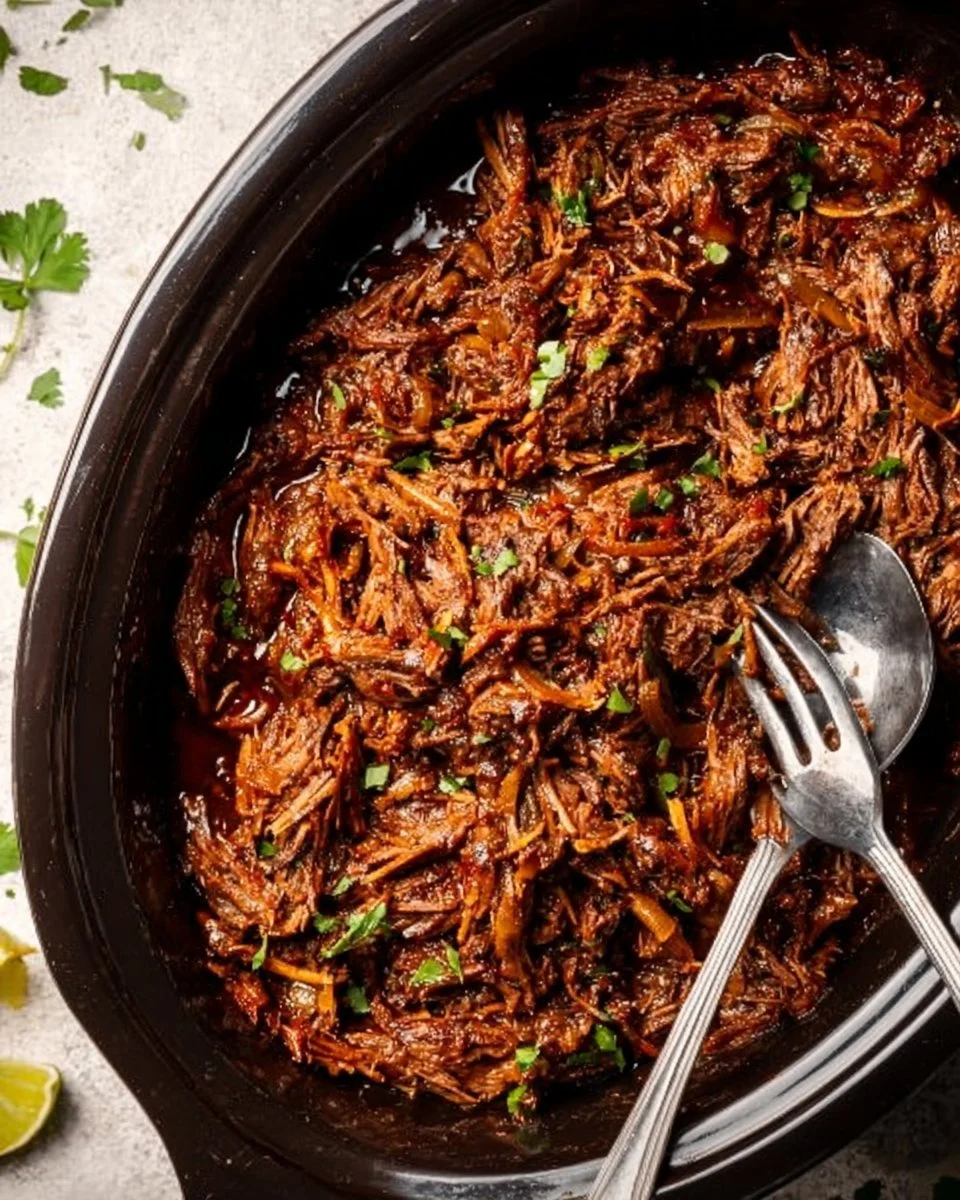 Delicious homemade beef barbacoa served in a bowl with fresh toppings