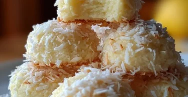 Lemon Coconut Cheesecake Cookies arranged on a plate with zest and coconut flakes.