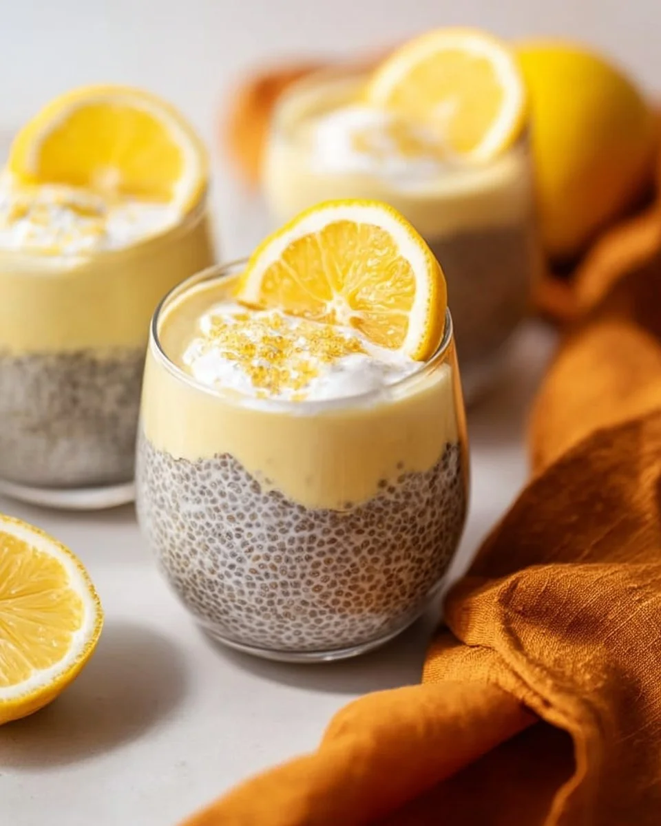 Lemon Cream Chia Pudding made with oat milk, topped with fresh lemon zest.