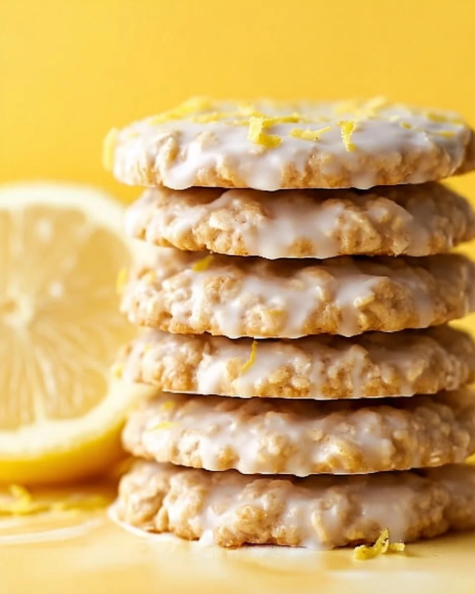 Delicious Lemon Oatmeal No-Bake Cookies on a plate