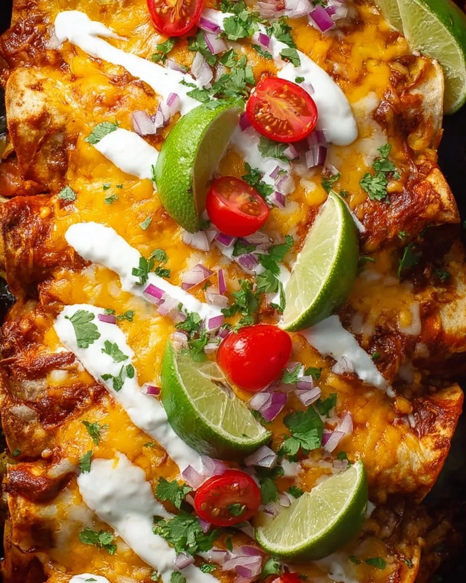 Delicious Potato Enchiladas topped with sauce and cheese.