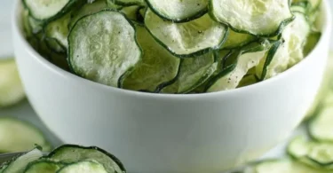 Crispy salt and vinegar cucumber chips in a bowl
