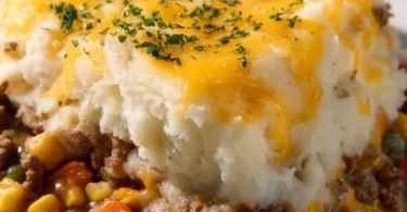 Delicious slow cooker shepherd's pie with meat and mashed potatoes