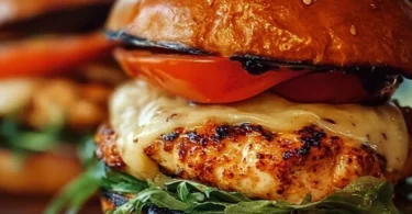 Delicious Spicy Chipotle Chicken Burger with fresh toppings and sauces