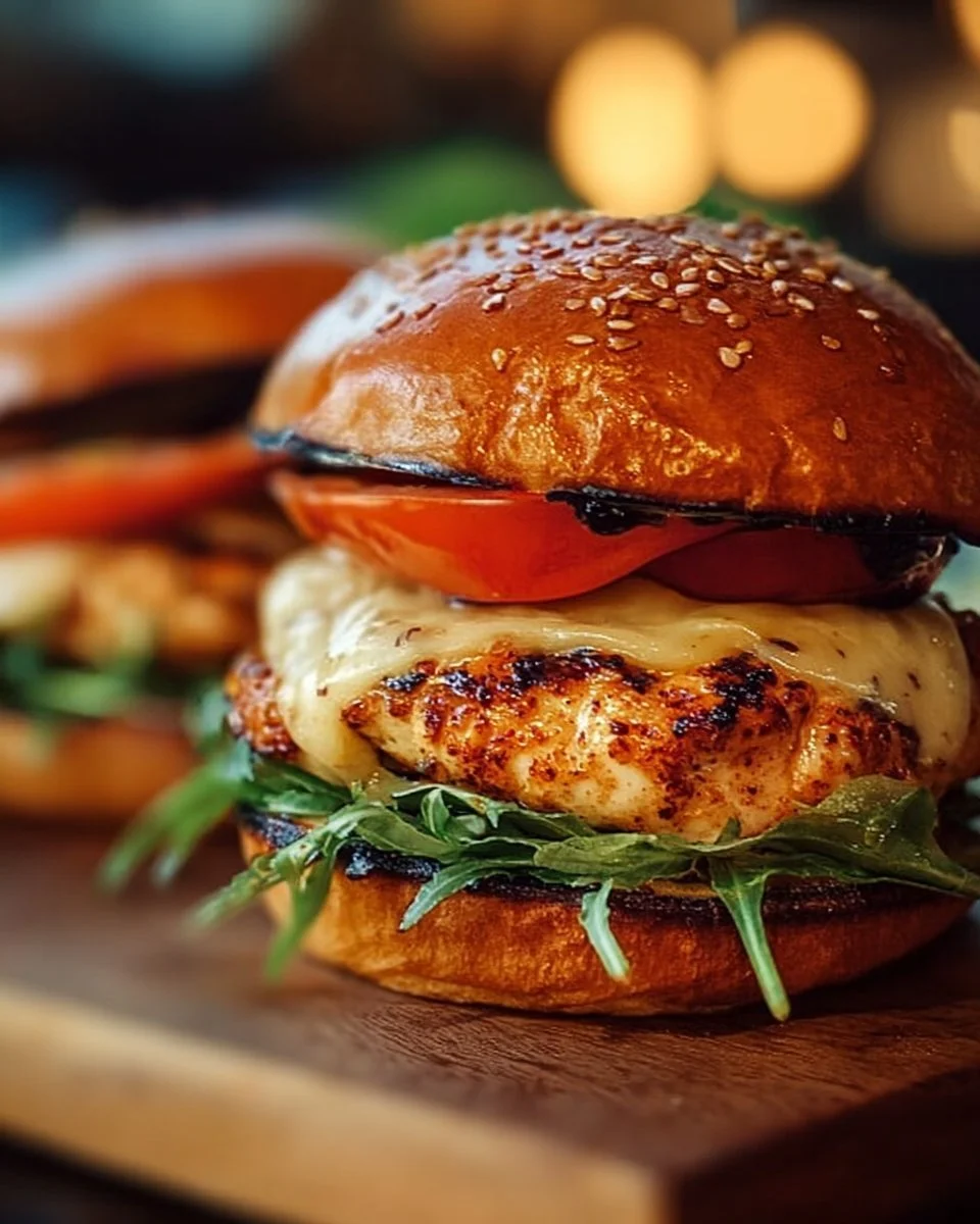Delicious Spicy Chipotle Chicken Burger with fresh toppings and sauces